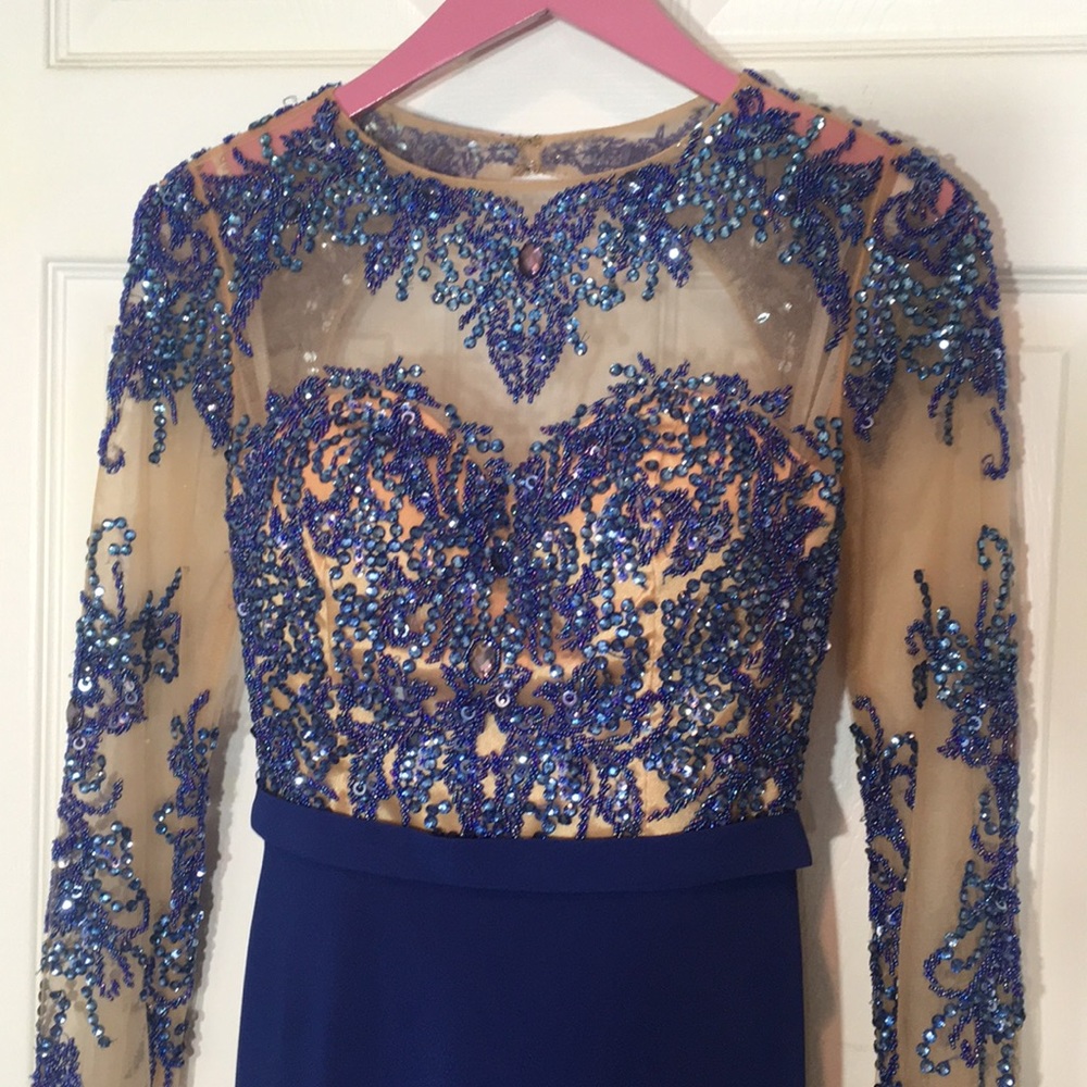 Sherri Hill Royal Beaded Bodice Prom Dress